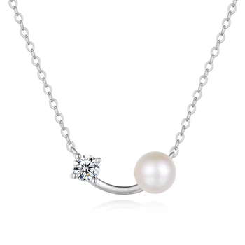 Chengchen jewelry Ogrlica od školjki, geometrijski privjesak od srebra 925, križna lanac, elektroplatirani završetak