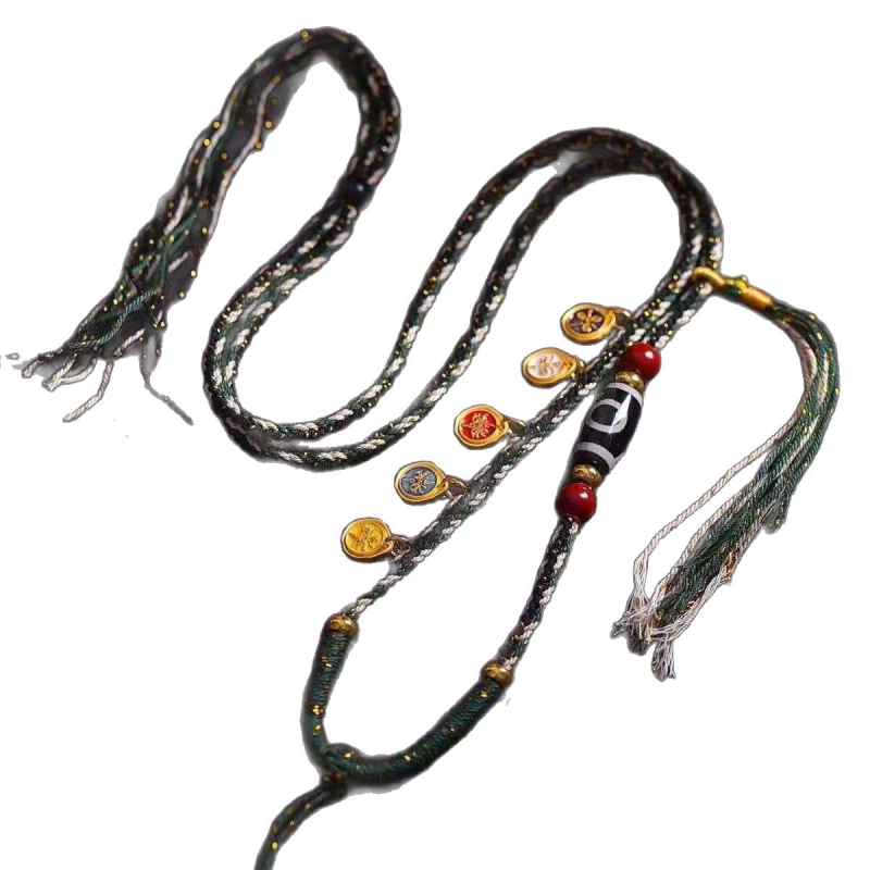 Náhrdelník s bavlnenou šnúrkou, etnický štýl, ručne pletený, s Thangka Buddha amuletou, značka Xuan shengyu, jeseň 2025