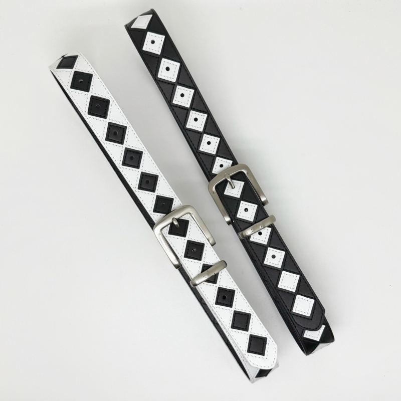 Unisex kaiš od super vlakna s checkerboard uzorkom, kopča od legure, zatvaranje pin kopčom, širina 2–4 cm