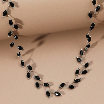 Colier cu mărgele de cristal și pandantiv din cristal, formă geometrică, lanț în formă de val, stil de birou