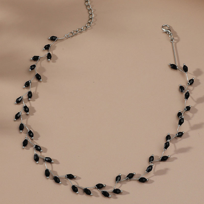 Colier cu mărgele de cristal și pandantiv din cristal, formă geometrică, lanț în formă de val, stil de birou