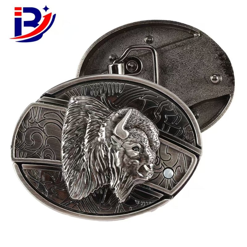 Κούμπωμα ζώνης με λογότυπο Ρίνο για άνδρες, αλουμινένιο οβάλ λεία κούμπωμα με μαχαίρι για αυτοάμυνα