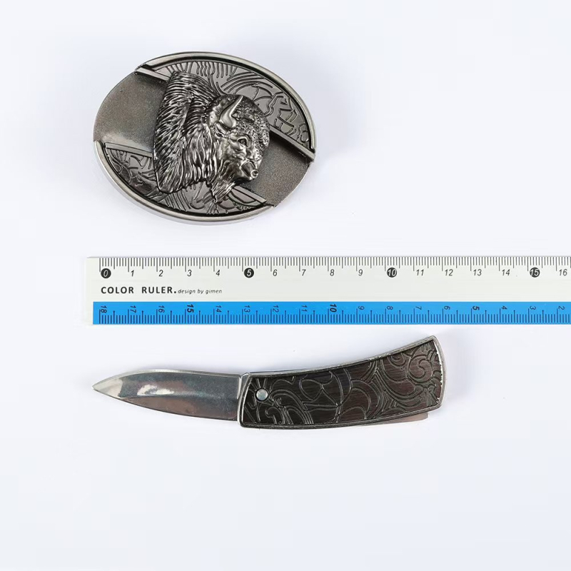 Κούμπωμα ζώνης με λογότυπο Ρίνο για άνδρες, αλουμινένιο οβάλ λεία κούμπωμα με μαχαίρι για αυτοάμυνα