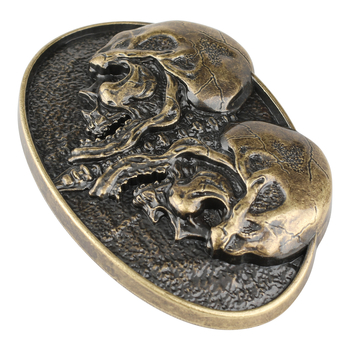 Unisex αγκράφα ζώνης με οβάλ σχήμα και σχέδιο κρανίου, από κράμα ψευδάργύρου, λεία επιφάνεια