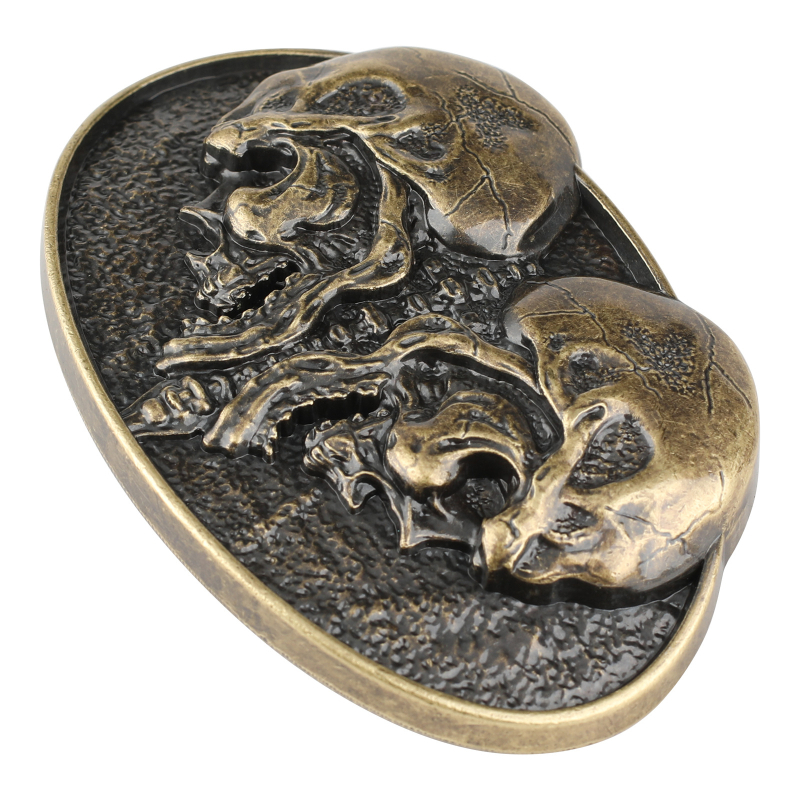 Unisex αγκράφα ζώνης με οβάλ σχήμα και σχέδιο κρανίου, από κράμα ψευδάργύρου, λεία επιφάνεια