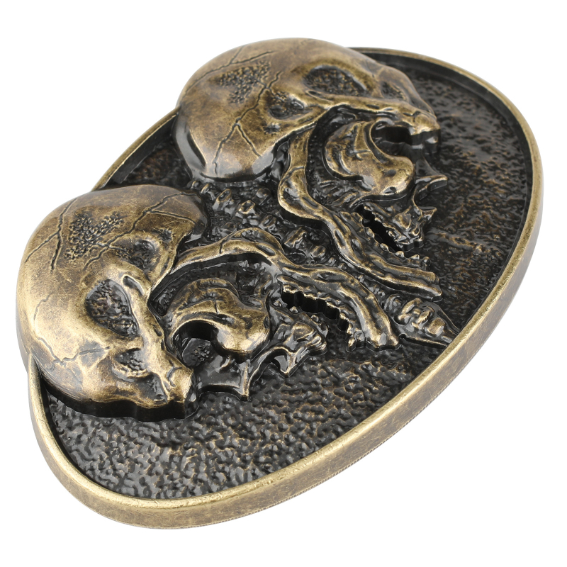 Unisex αγκράφα ζώνης με οβάλ σχήμα και σχέδιο κρανίου, από κράμα ψευδάργύρου, λεία επιφάνεια