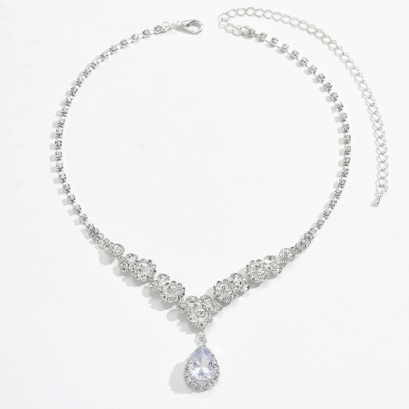 Zirkon csepp alakú nyaklánc, elektroplatált, szabályos lánccal, divatékszer, magas minőség