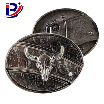 Ανδρική αγκράφα ζώνης από κράμα, οβάλ σχήμα, λεία αγκράφα με μοτίβο κεφαλής ταύρου, στυλ χιπ-χοπ