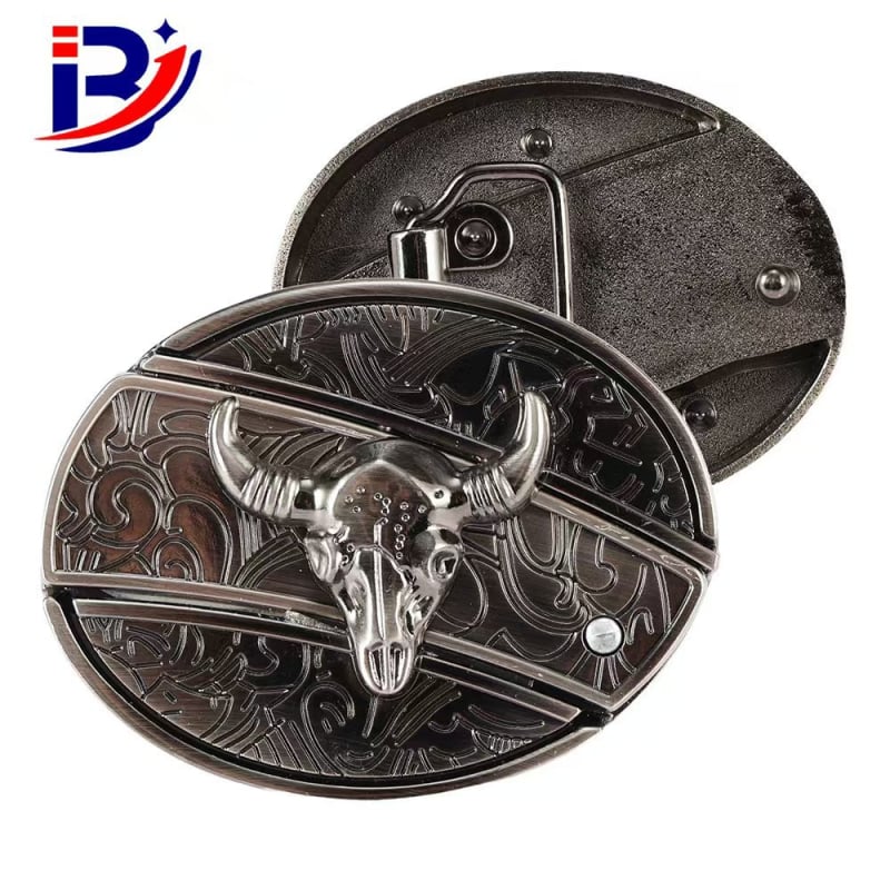 Ανδρική αγκράφα ζώνης από κράμα, οβάλ σχήμα, λεία αγκράφα με μοτίβο κεφαλής ταύρου, στυλ χιπ-χοπ