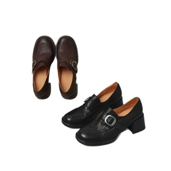 Női loaferek - kerek orrú, középmagas felsőrész, mikrorost felsőrész, gumitalp, vastag sarkú 6–8 cm