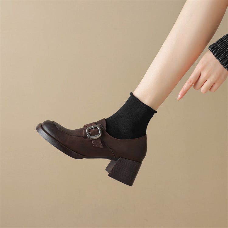 Női loaferek - kerek orrú, középmagas felsőrész, mikrorost felsőrész, gumitalp, vastag sarkú 6–8 cm