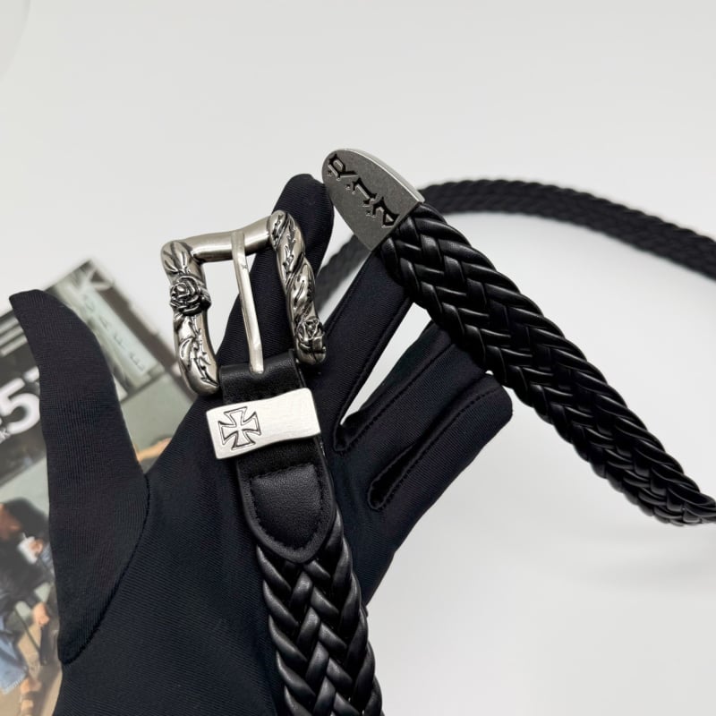 PU bőrből készült öv, kézzel szőtt motívummal, rózsás punk rock dizájn, ötvözet övcsattal, tűcsapos zárással, szélesség 2-4 cm, retro stílus