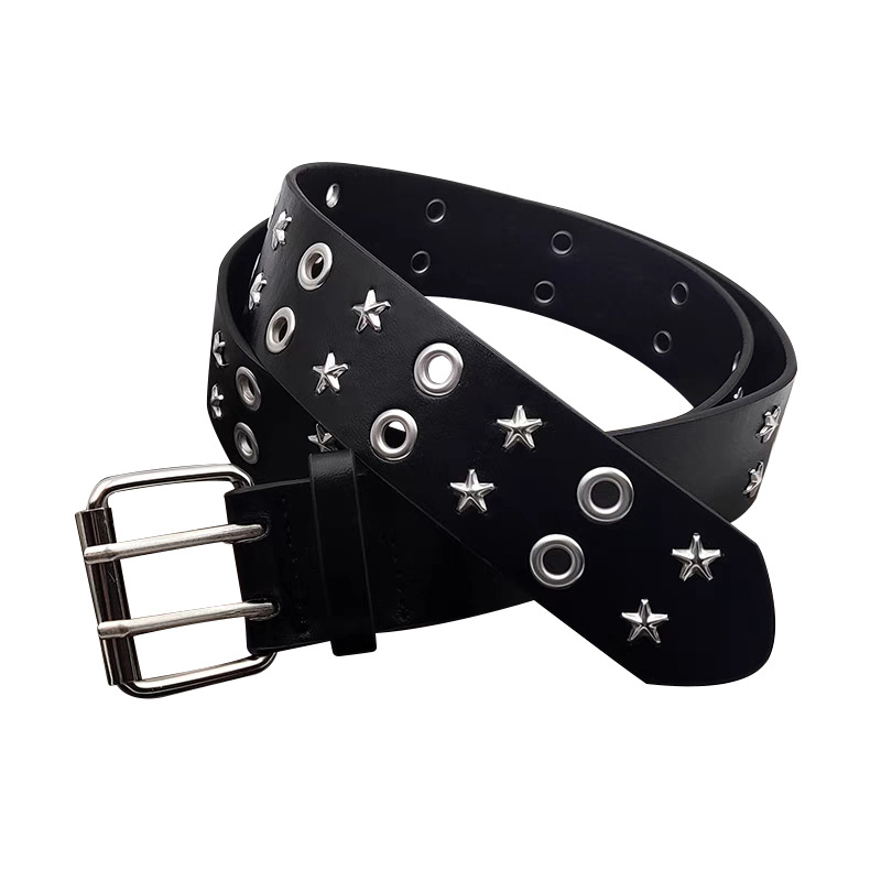 Ženski kaiš od PU kože s nitima, punk stil, kopča s iglom, reljefni uzorak (Materijal: PU koža; Materijal kopče: željezo; Način zatvaranja: kopča s iglom; Širina: 2–4 cm; Reljefni uzorak)