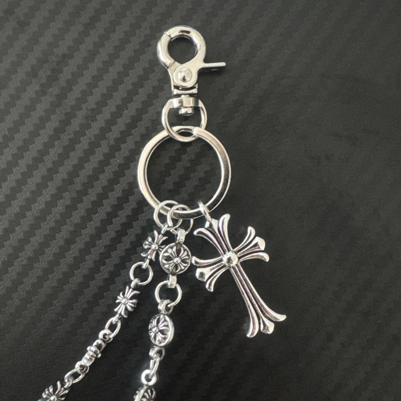 Vintage stílusú fém derékszíj lánc keresztes medállal és gyöngyökkel, farmerhez, hossz 60 cm alatt