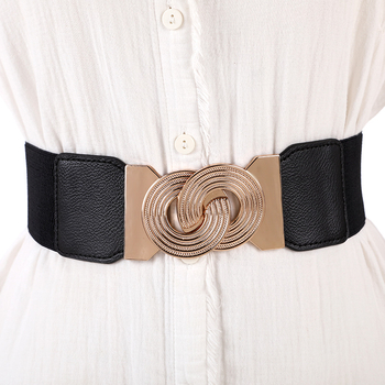 Curea de talie pentru femei, elastică și lată, cataramă din metal, design cu o singură buclă, potrivită pentru toate sezoanele