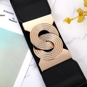 Curea de talie pentru femei, elastică și lată, cataramă din metal, design cu o singură buclă, potrivită pentru toate sezoanele