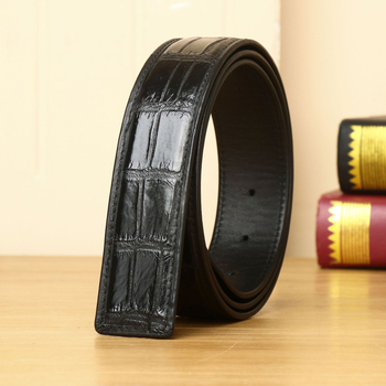 Férfi bőrből készült öv, embossolt krokodilhas mintával, első réteg marhabőr, réz csat, sima zárás