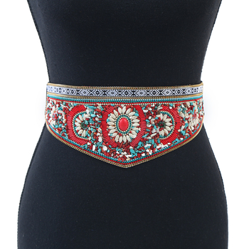 Centură de talie, elastică, stil etnic boem, construcție metalică; unisex, adult