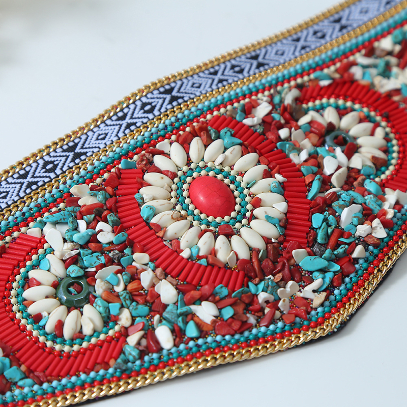 Centură de talie, elastică, stil etnic boem, construcție metalică; unisex, adult