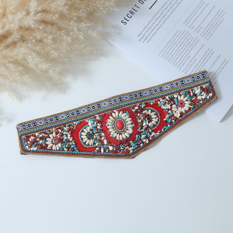 Centură de talie, elastică, stil etnic boem, construcție metalică; unisex, adult