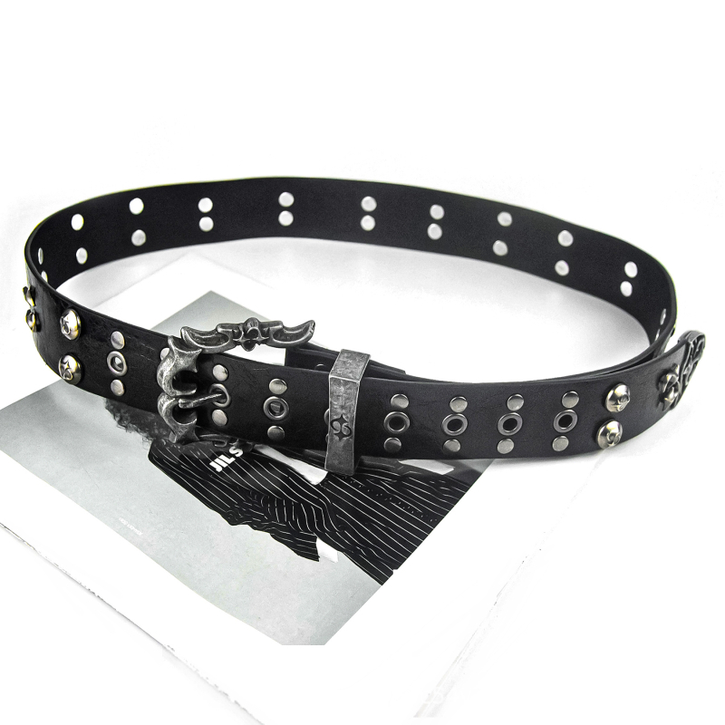 PU kožni pojas s kopčom od legura – rivet dekor, ulični rock stil, Harley nadahnut retro punk, širina 2–4 cm
