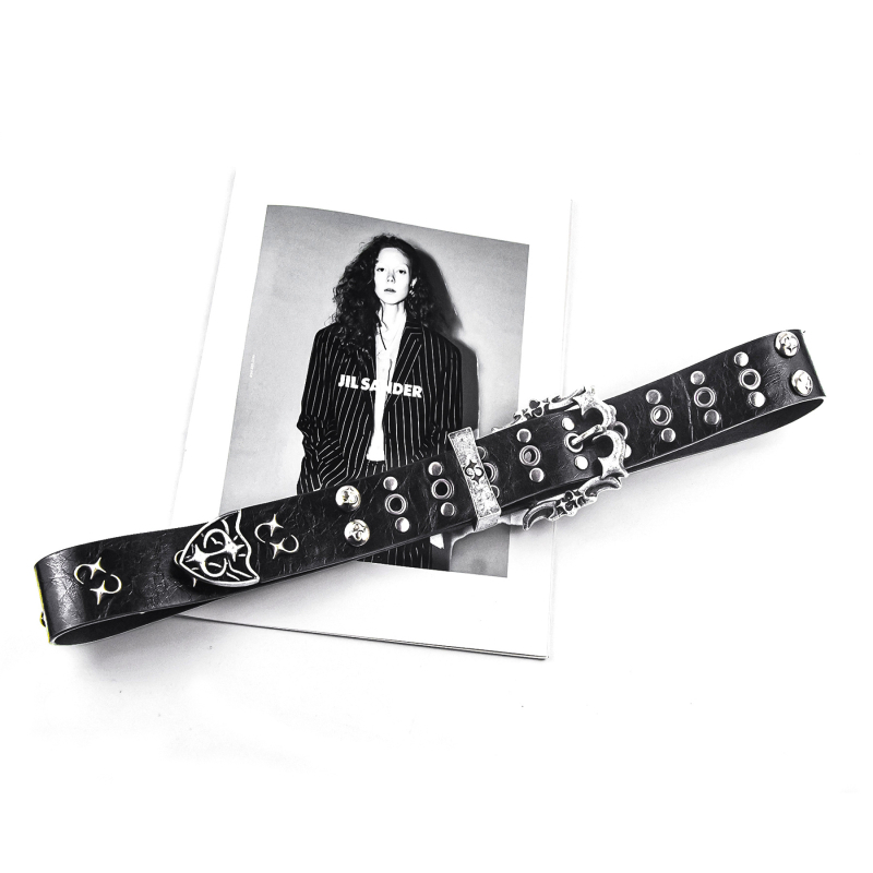 PU kožni pojas s kopčom od legura – rivet dekor, ulični rock stil, Harley nadahnut retro punk, širina 2–4 cm