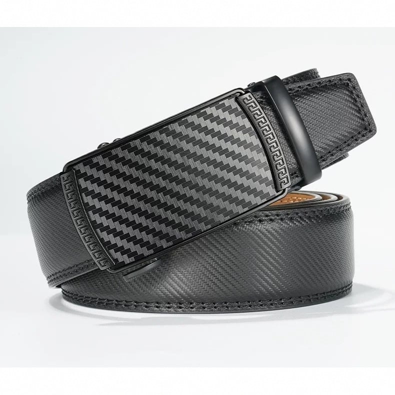 Ανδρική ζώνη επιχειρηματικού στυλ με ορθογώνια πόρπη από κράμα, μονογράμμα, αυτόματη πόρπη