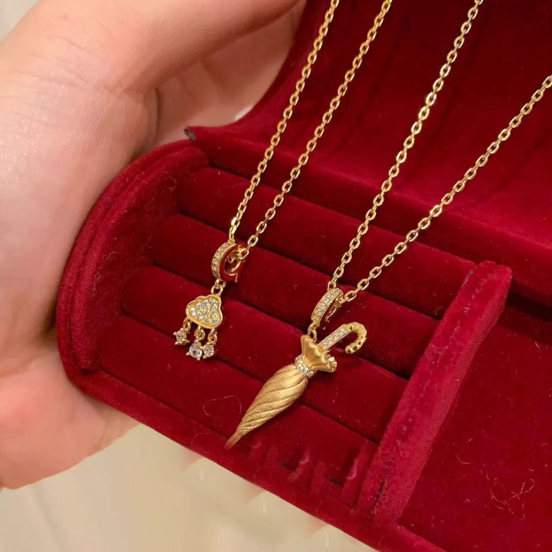 Öko-barát réz nyaklánc, medál sárgarézből, valódi arany bevonat, hagyományos lánc, geometriai forma