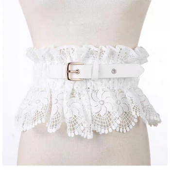 Bratara de dantelă pentru femei, curea lată decorativă pentru rochii și cămăși, corset de talie cu dantelă și talie elastică, material metalic, stil japonez și coreean