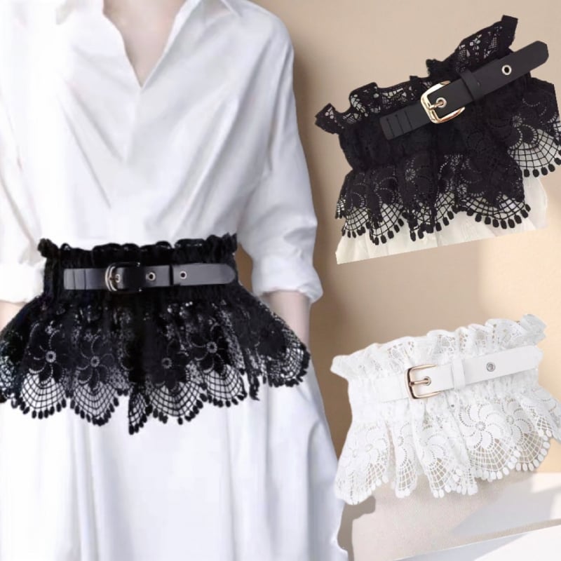 Bratara de dantelă pentru femei, curea lată decorativă pentru rochii și cămăși, corset de talie cu dantelă și talie elastică, material metalic, stil japonez și coreean