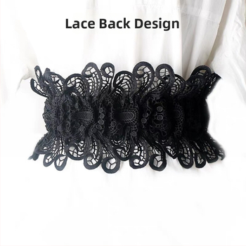 Curea talie dantelată, lată, cu cataramă, pentru femei, girdle elastic din nailon, stil lejer, lungime 60–80 cm