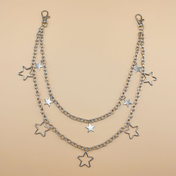 Fém derékszíj üreges ötágú csillaggal, többszintű retro csillag dizájn, uniszex felnőtteknek, egyhurok öv, nikkelmentes bevonat, testreszabható rajz vagy minták szerint