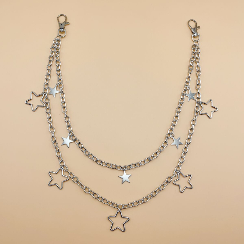 Fém derékszíj üreges ötágú csillaggal, többszintű retro csillag dizájn, uniszex felnőtteknek, egyhurok öv, nikkelmentes bevonat, testreszabható rajz vagy minták szerint