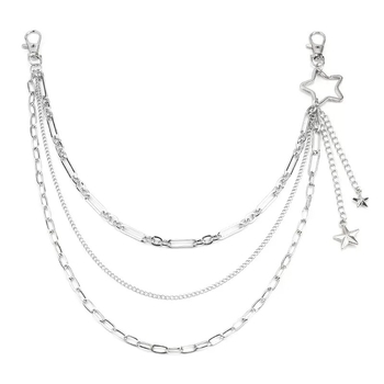 Pojasni lanac s metalnim zvjezdanim privjeskom, unisex, višestruka petlja, duljina ispod 60 cm, proljeće 2024