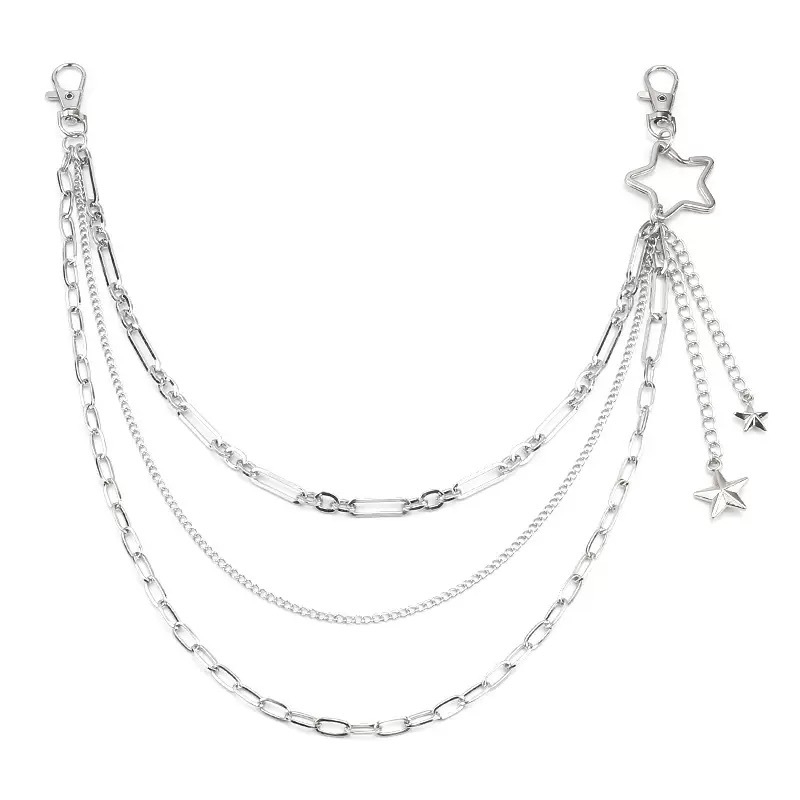 Pojasni lanac s metalnim zvjezdanim privjeskom, unisex, višestruka petlja, duljina ispod 60 cm, proljeće 2024