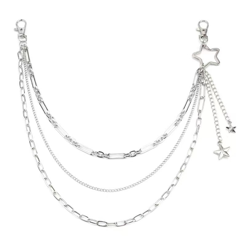 Pojasni lanac s metalnim zvjezdanim privjeskom, unisex, višestruka petlja, duljina ispod 60 cm, proljeće 2024