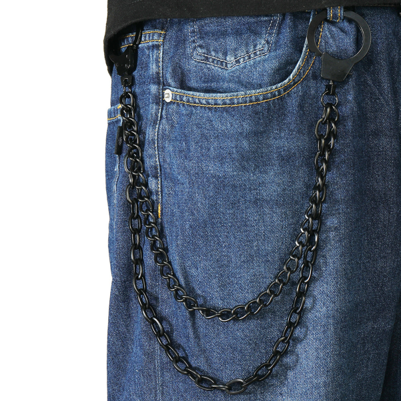 Metalni pojas za struk s dvostrukim krugovima, stil punk/hip-hop/rock, duljina 60–80 cm, širina 4,5 cm