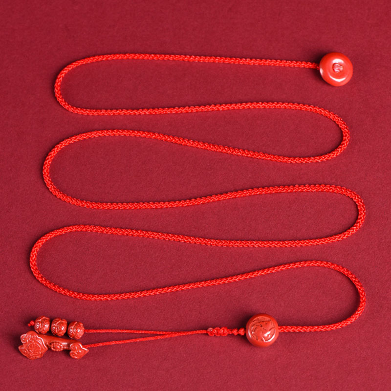 Deréklánc cinnabarból, zodiákus téma, nemzeti stílus, egyhurok öv, Dehou Zhai