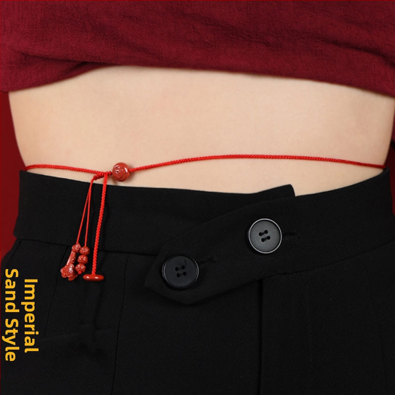 Deréklánc cinnabarból, zodiákus téma, nemzeti stílus, egyhurok öv, Dehou Zhai