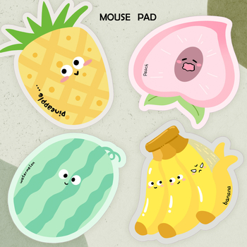 Képregény-stílusú egérpad dinnyével és ananásszal, textil, egyoldalas, hőátvitel, OEM testreszabás