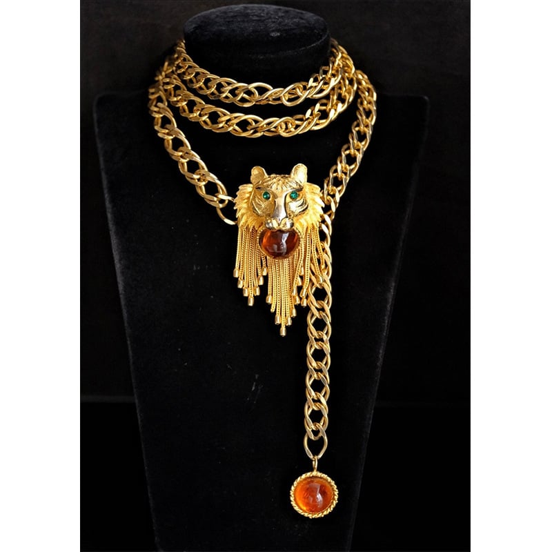 Lanț talie cu ciucuri și motiv leu, metal, stil lux (metal, stil lux, închidere cu un singur delim, toamnă 2025)