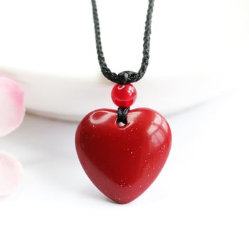 Colier din cinnobar – pandantiv inimă, finisaj lustruit • Brand: Suyu • Material: cinnobar • Stil: inimă