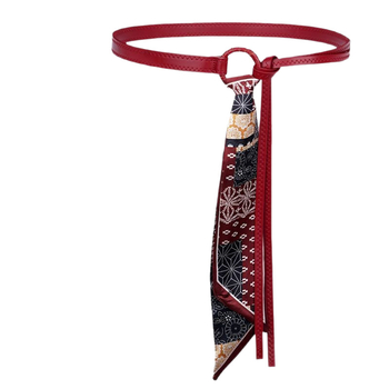 PU anyagú öv selyemsállal és szalaglánccal - Fűzőzáras zárás, 2–4 cm szélesség, Internetes sztár stílus