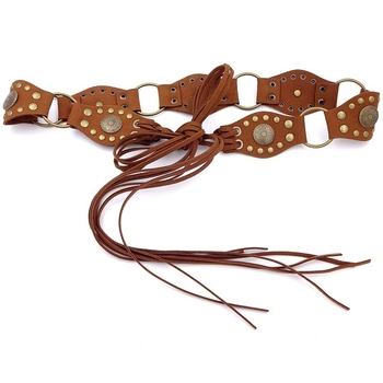 Curea boemă Y2K pentru femei, din piele PU cu mărgele, cataramă din aliaj, închidere cu știft, lățime peste 4 cm