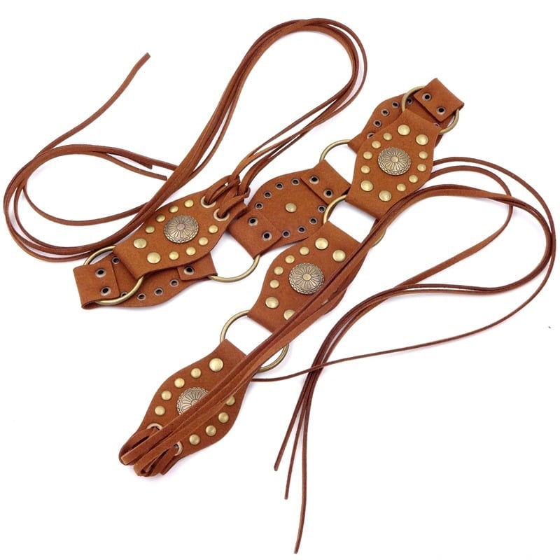 Curea boemă Y2K pentru femei, din piele PU cu mărgele, cataramă din aliaj, închidere cu știft, lățime peste 4 cm