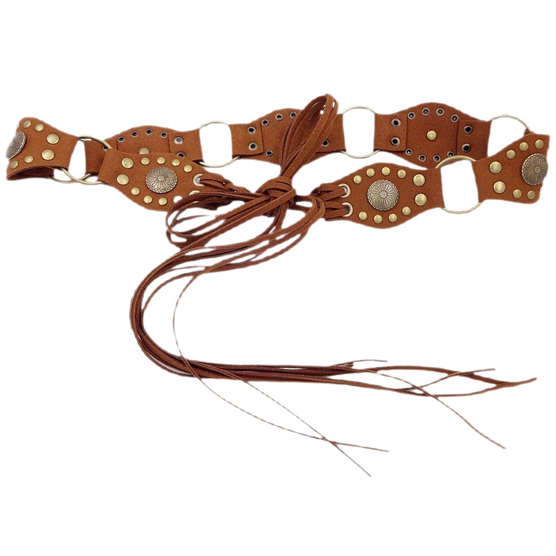 Curea boemă Y2K pentru femei, din piele PU cu mărgele, cataramă din aliaj, închidere cu știft, lățime peste 4 cm