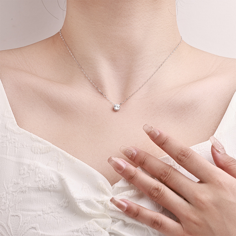 Srebro 925 ovalni moissanit ogrlica za žene, minimalistički elegant nakit