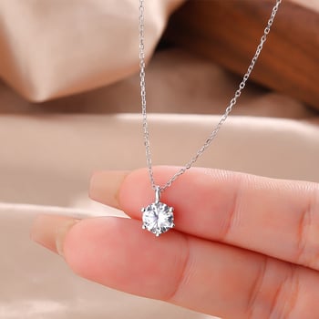 Colier din argint 999, pandantiv cu diamant unic, formă geometrică, stil ușor lux, lanț Flash o chain, 1,75 g