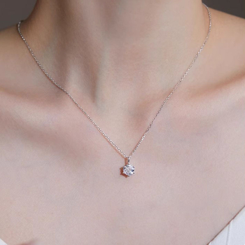 Colier din argint 999, pandantiv cu diamant unic, formă geometrică, stil ușor lux, lanț Flash o chain, 1,75 g