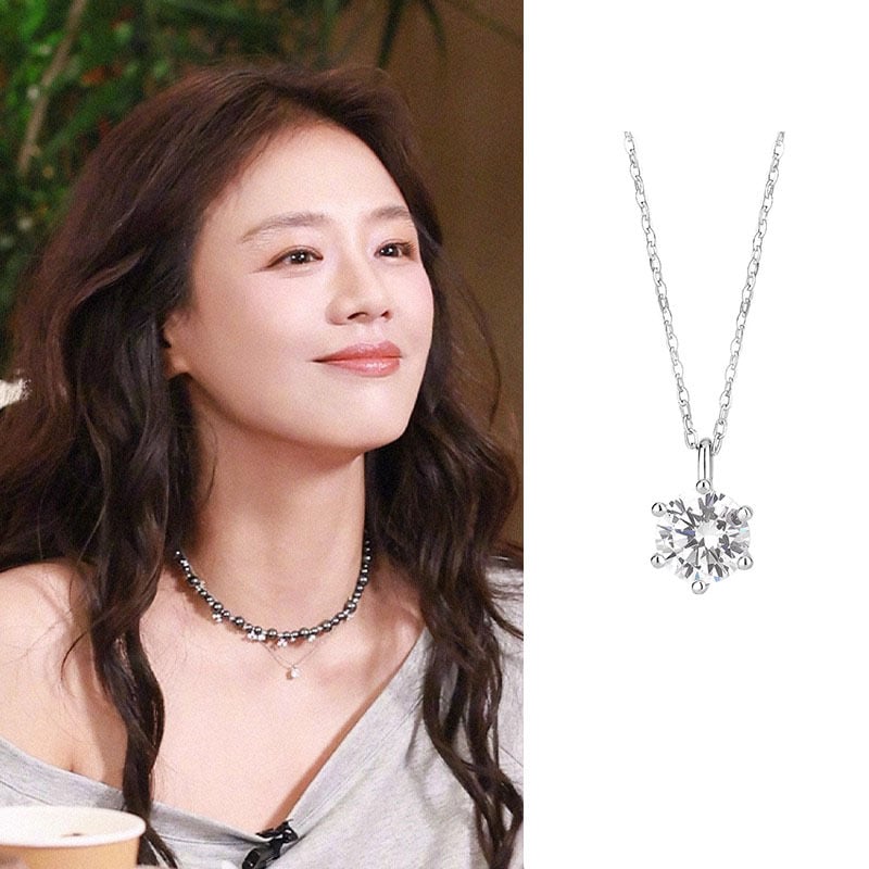 Colier din argint 999, pandantiv cu diamant unic, formă geometrică, stil ușor lux, lanț Flash o chain, 1,75 g